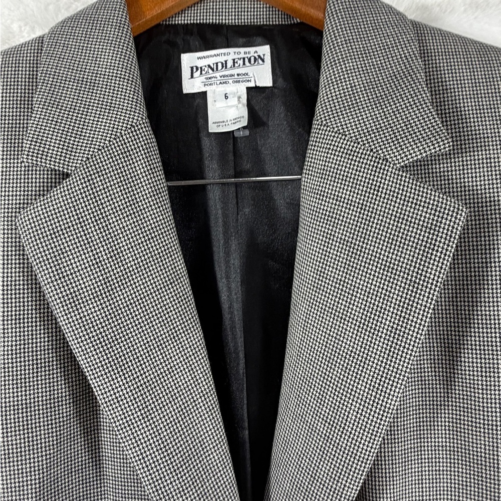 Pendleton Wool Houndstooth Blazer Women’s Size 6 Classic Career Jacket like new - Picture 8 of 9
